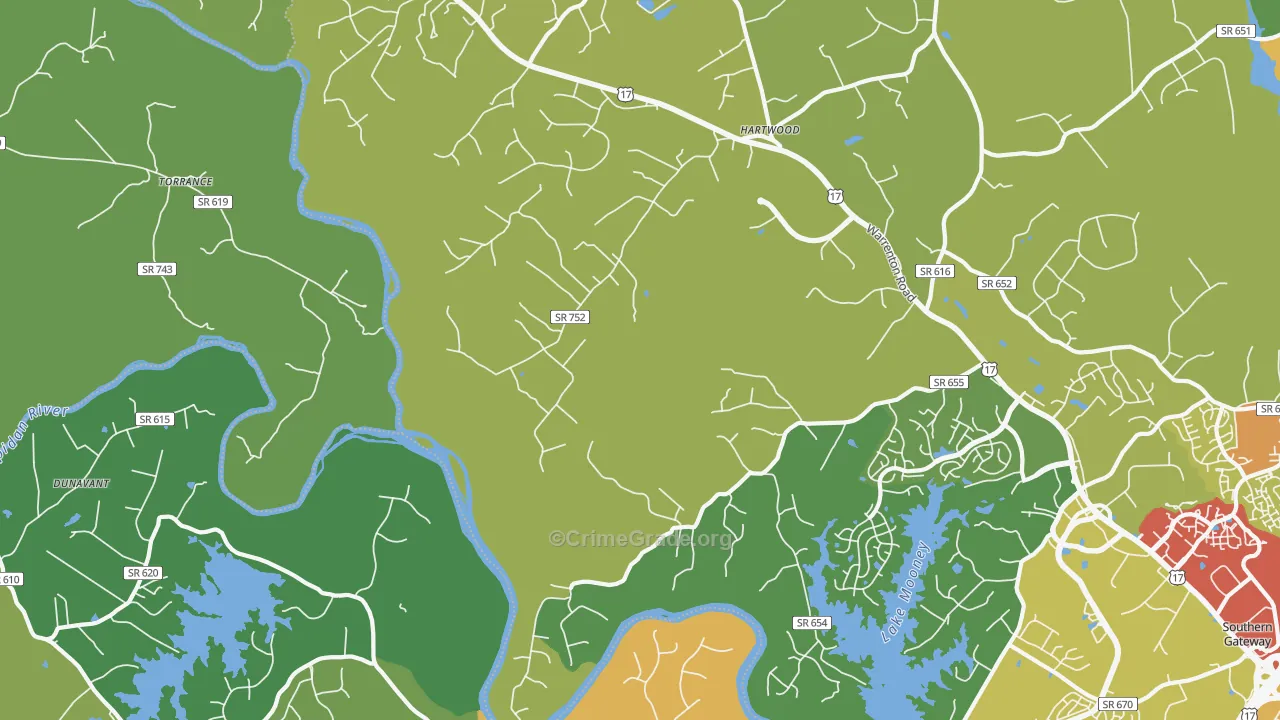 Hartwood, VA Map of Assault Rates