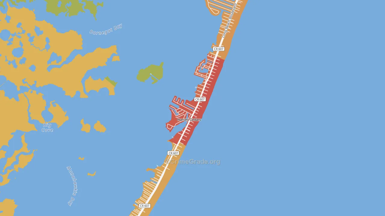 Harvey Cedars, NJ Map of Assault Rates