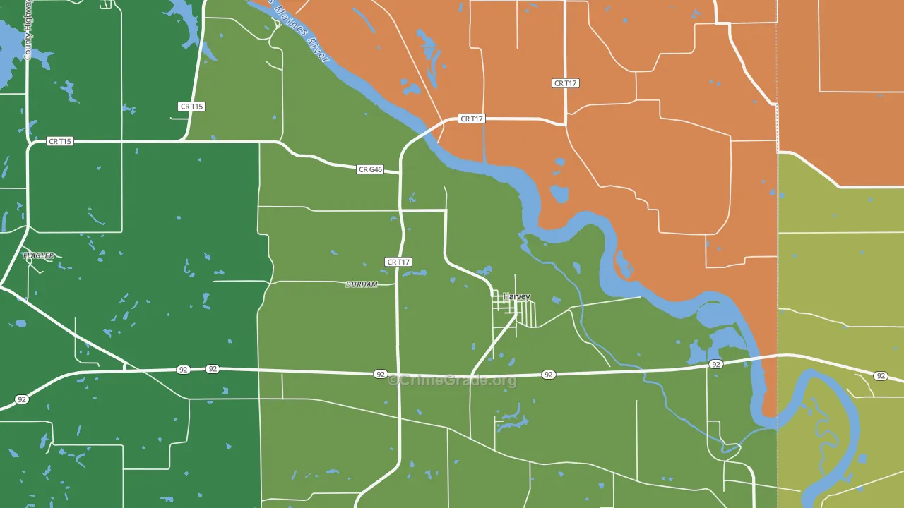 Harvey, IA Map of Assault Rates
