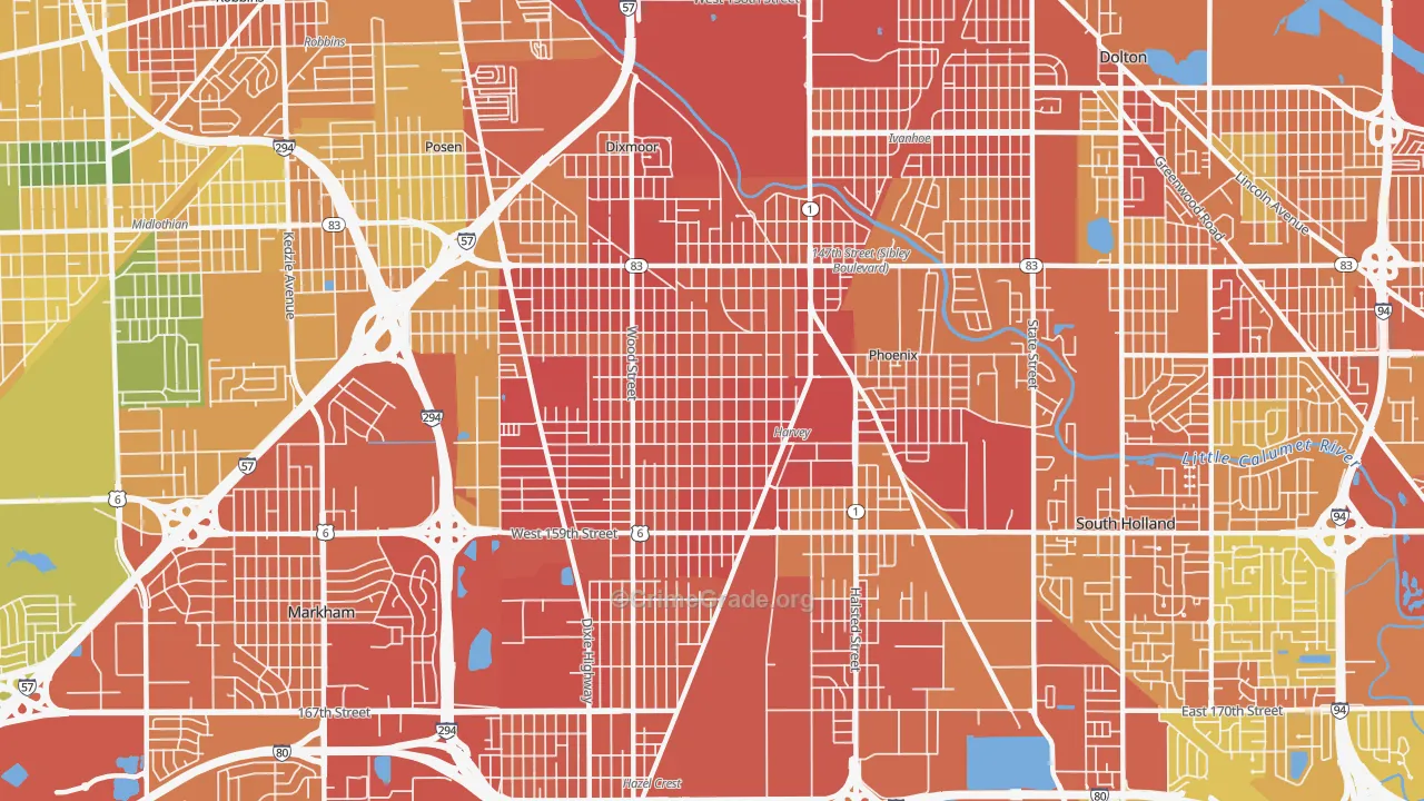 Harvey, IL Map of Assault Rates