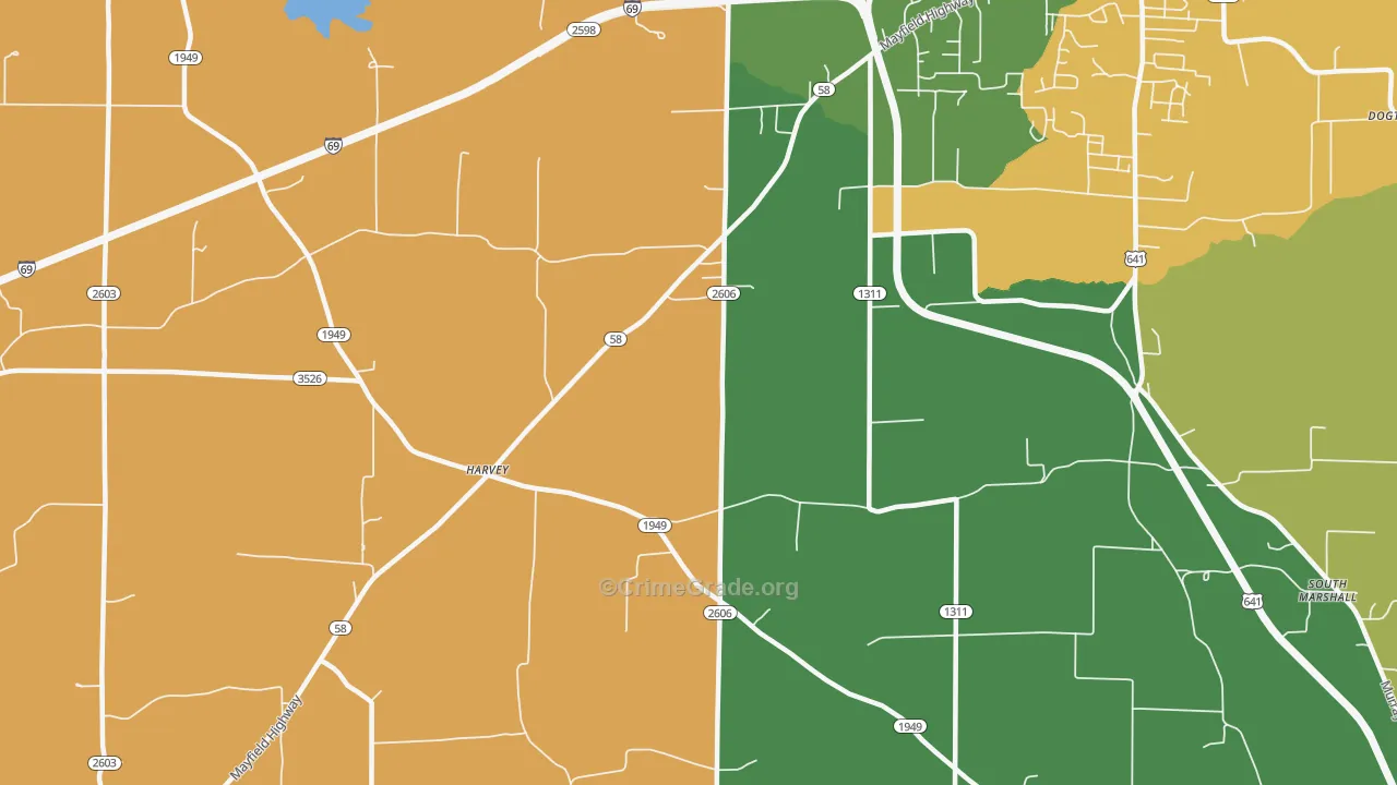 Harvey, KY Map of Assault Rates