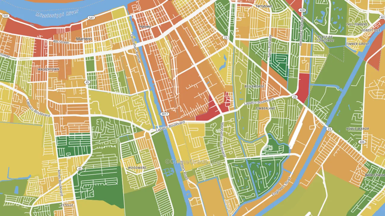 Harvey, LA Map of Assault Rates