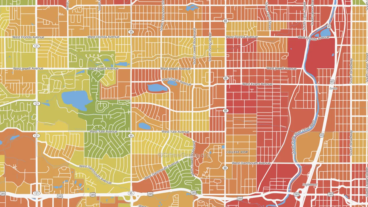 Harvey Park, Denver, CO Map of Assault Rates