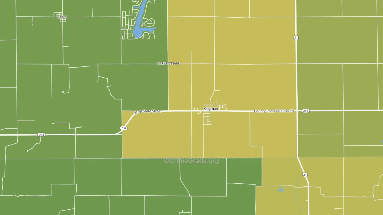 Harveysburg, IN Map of Assault Rates
