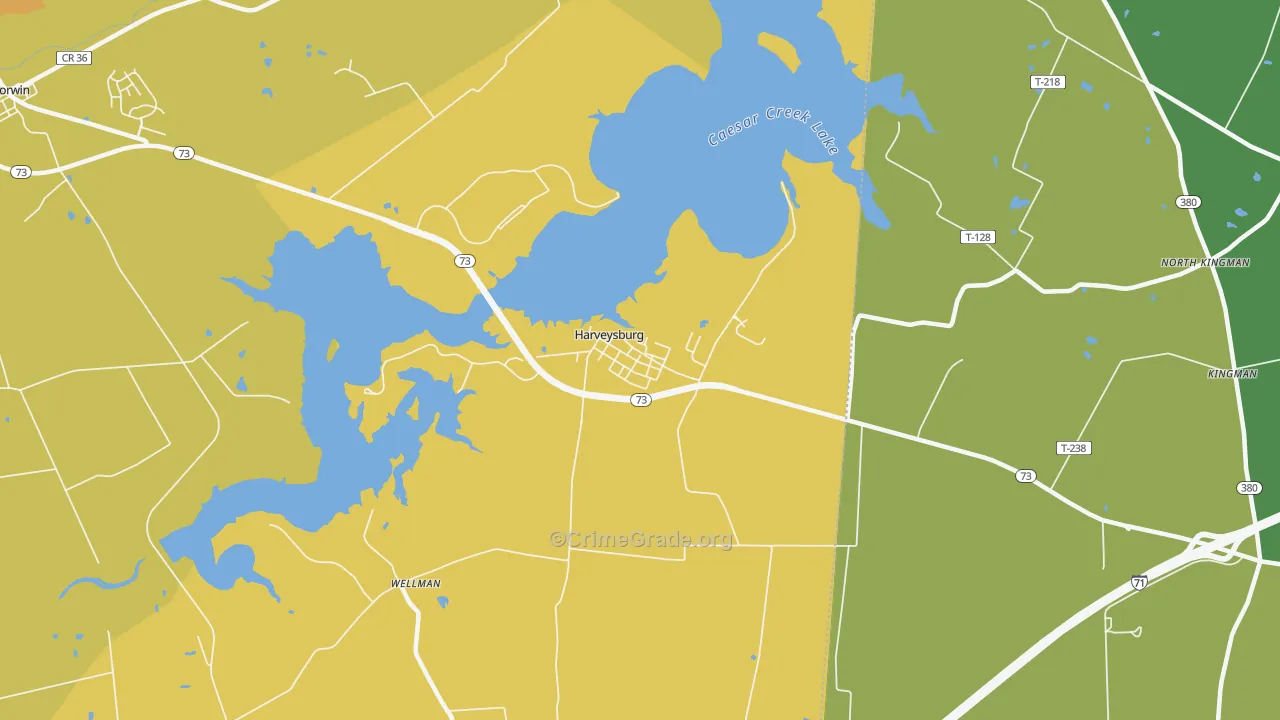 Harveysburg, OH Map of Assault Rates