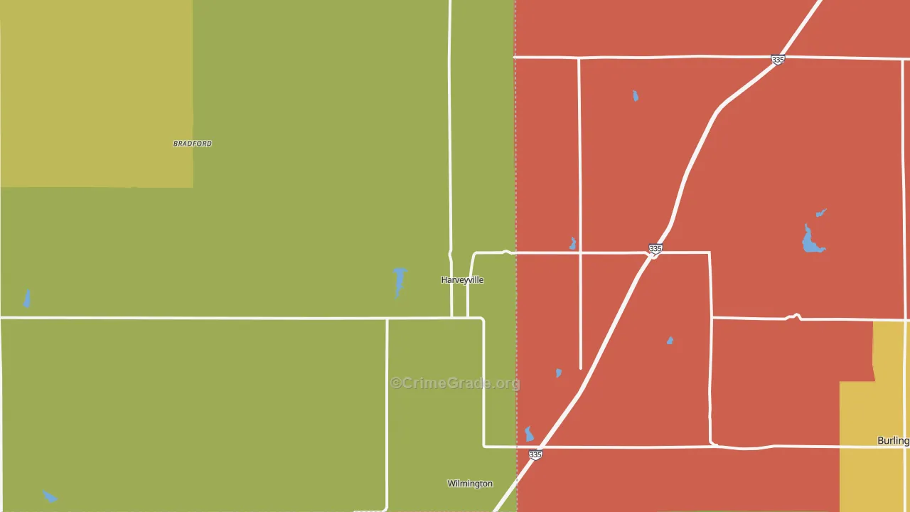 Harveyville, KS Map of Assault Rates