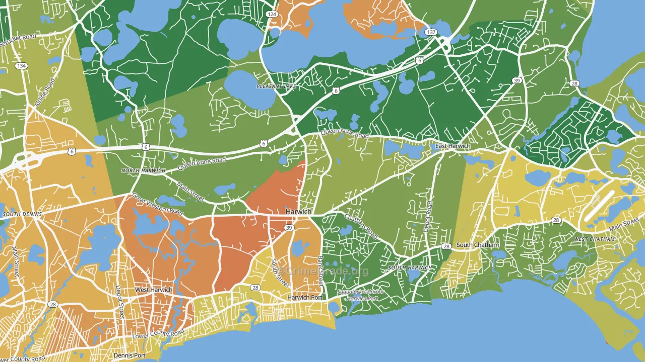 Harwich, MA Map of Assault Rates
