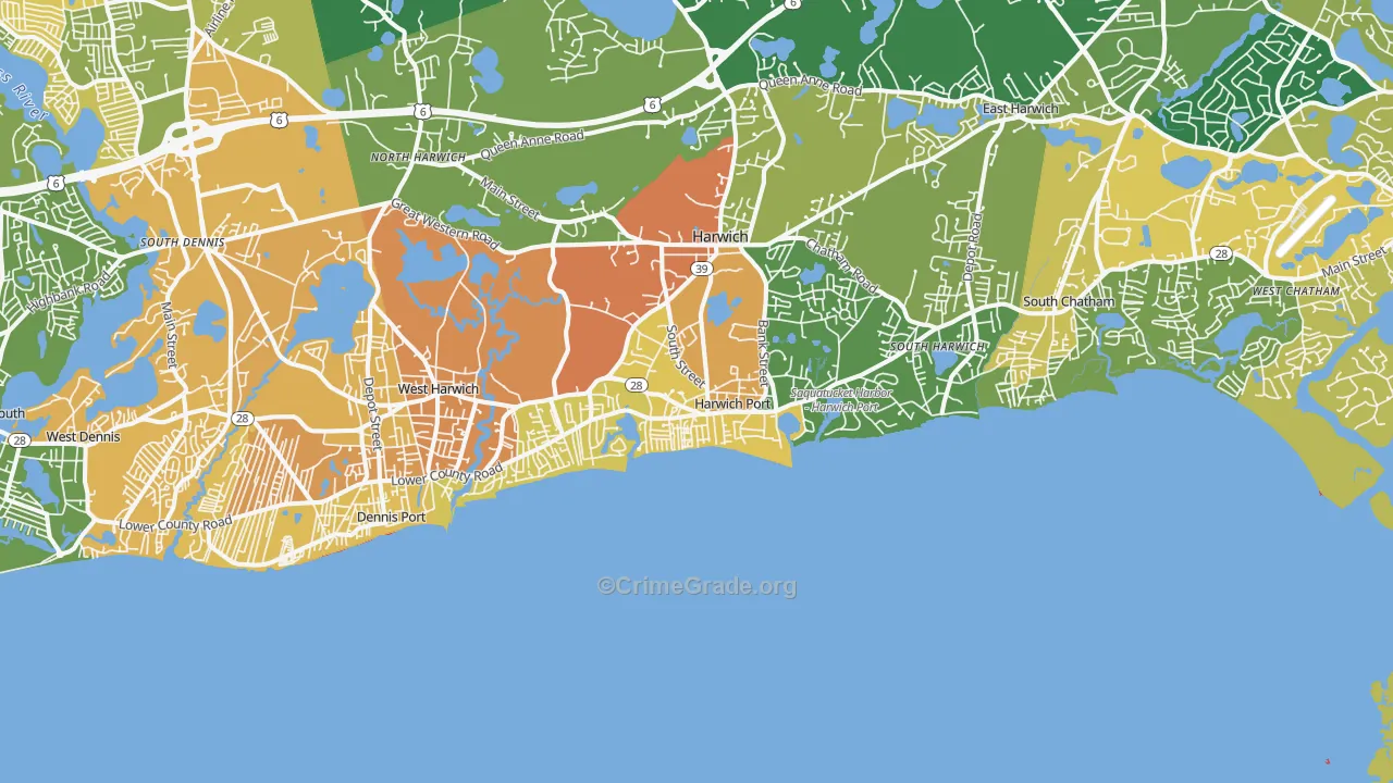 Harwich Port, MA Map of Assault Rates