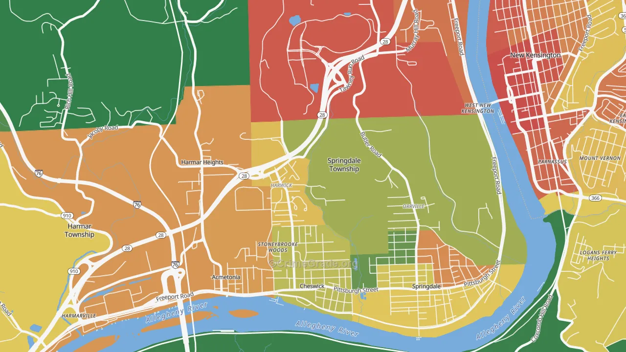 Harwick, PA Map of Assault Rates
