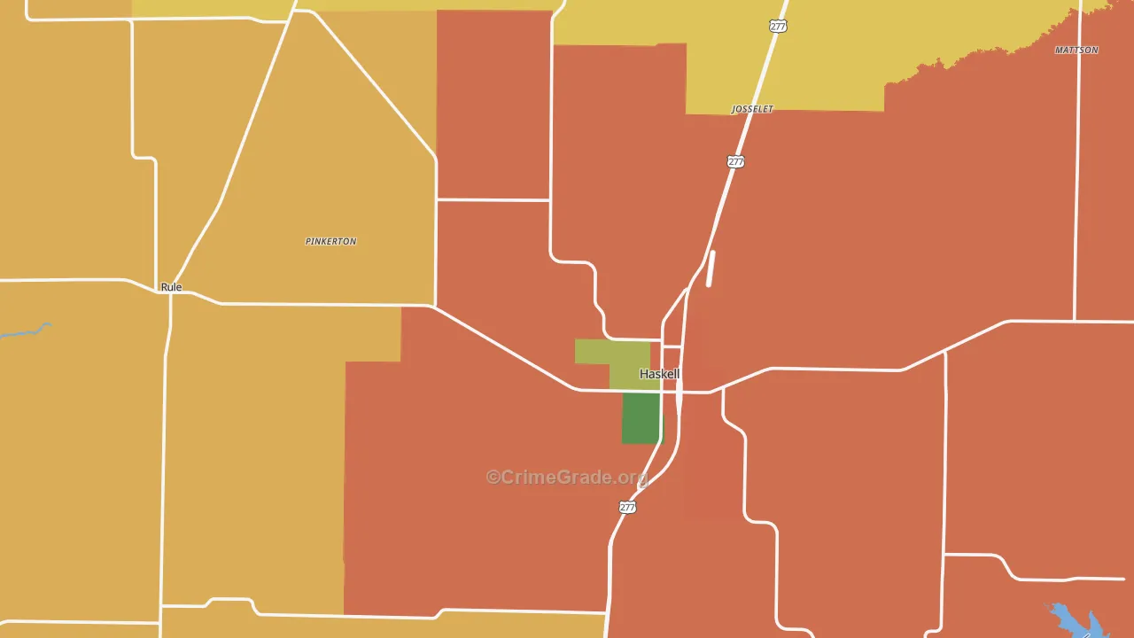 Haskell County, TX Map of Assault Rates