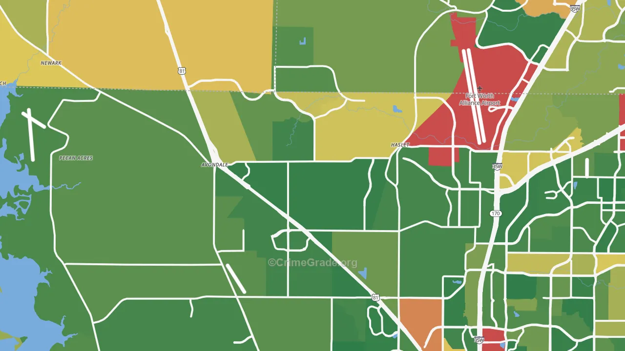 Haslet, TX Map of Assault Rates