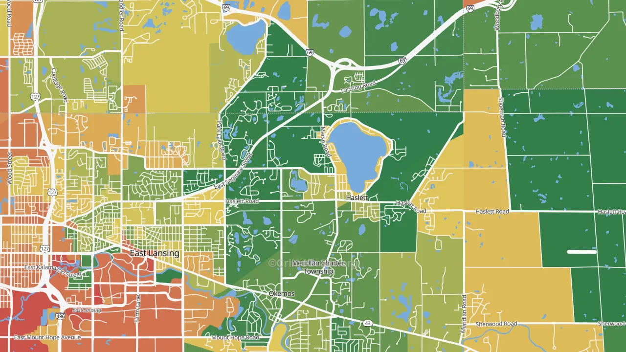 Haslett, MI Map of Assault Rates