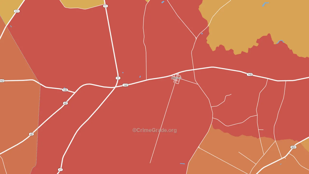 Hassell, NC Map of Assault Rates