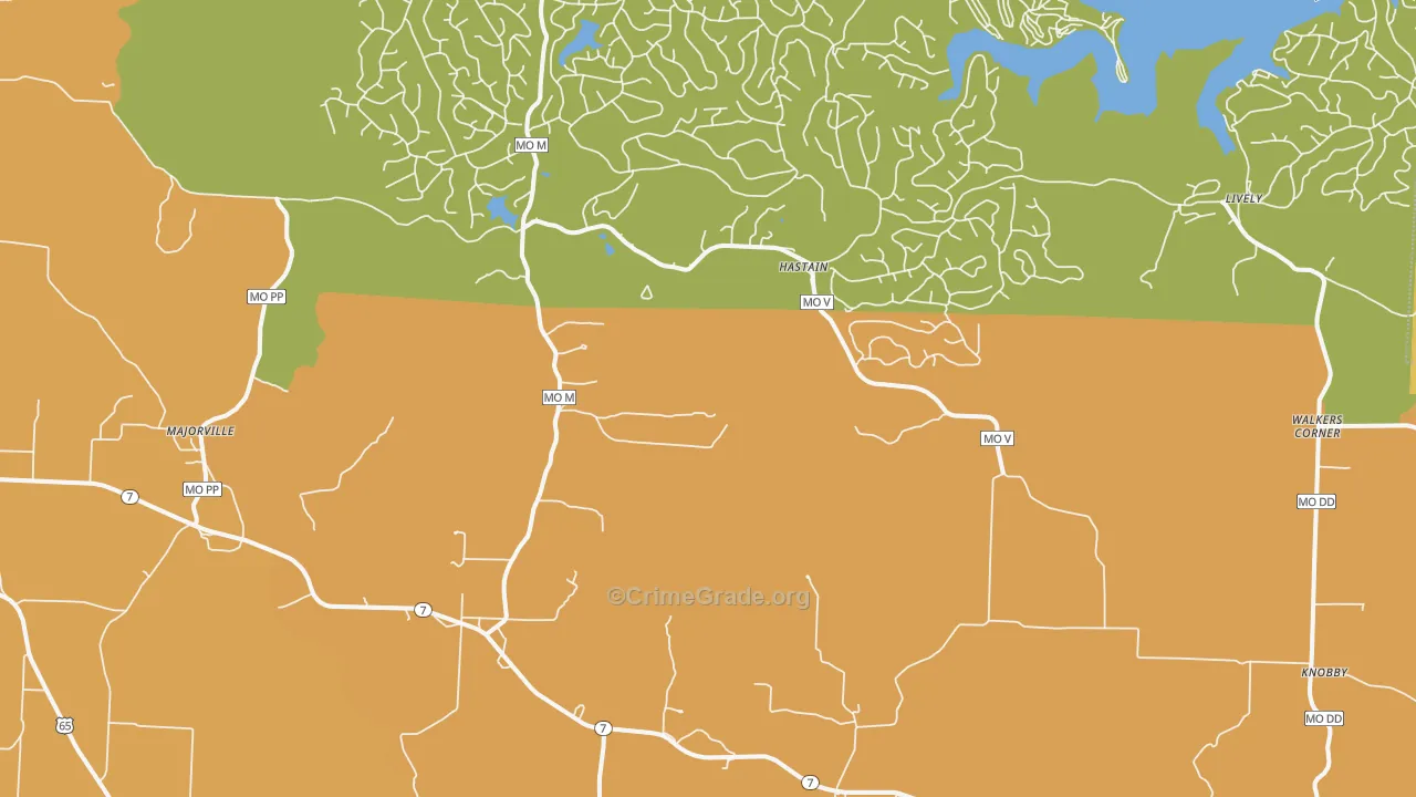 Hastain, MO Map of Assault Rates