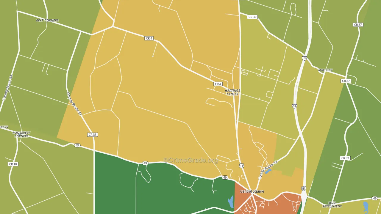 Hastings Center, NY Map of Assault Rates