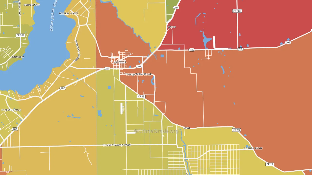 Hastings, FL Map of Assault Rates