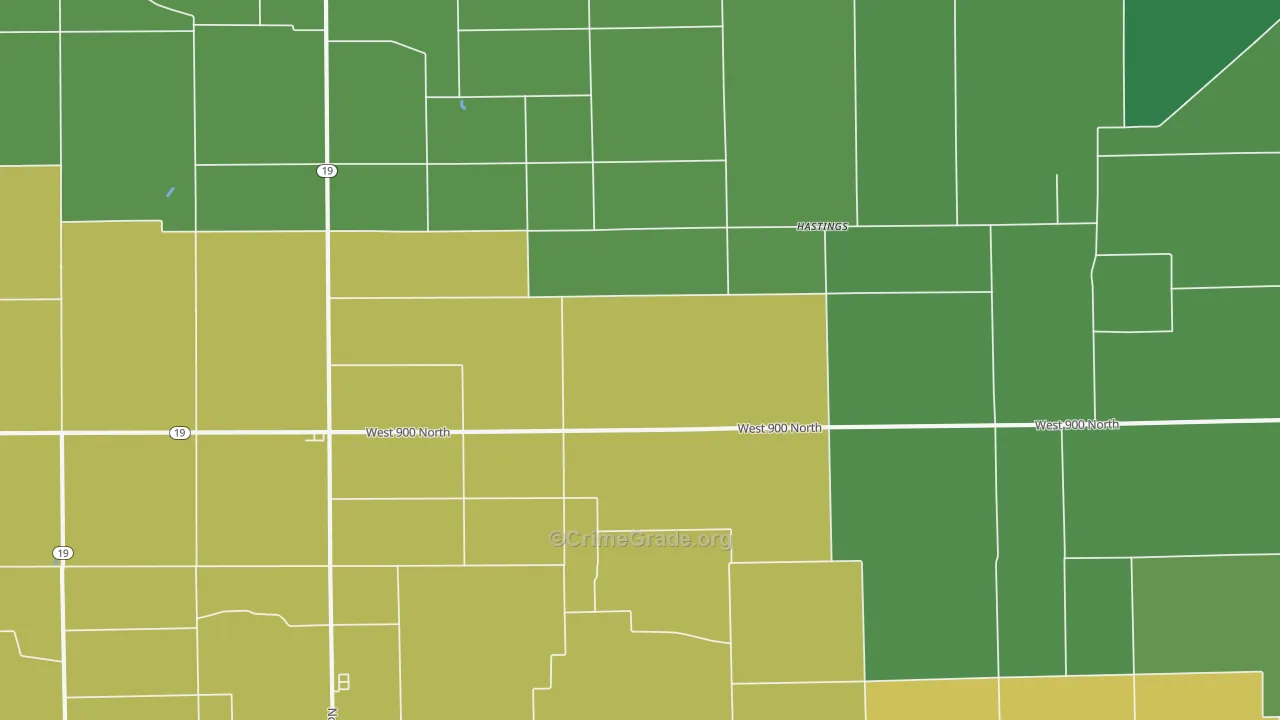 Hastings, IN Map of Assault Rates