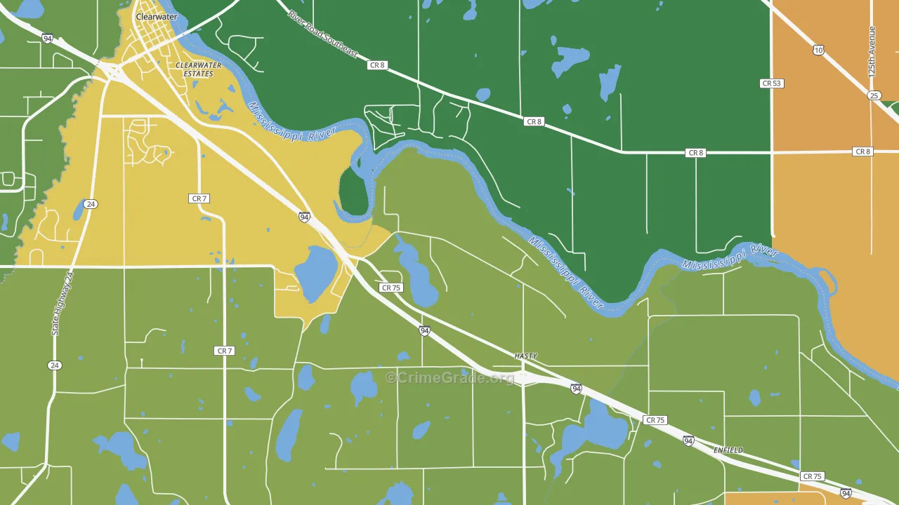 Hasty, MN Map of Assault Rates