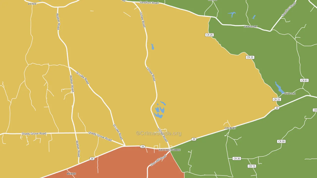 Hatchechubbee, AL Map of Assault Rates