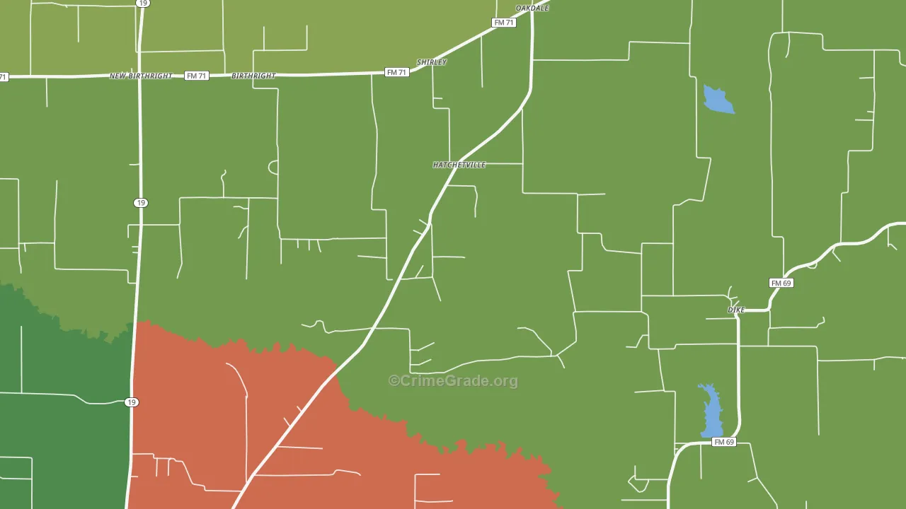 Hatchetville, TX Map of Assault Rates