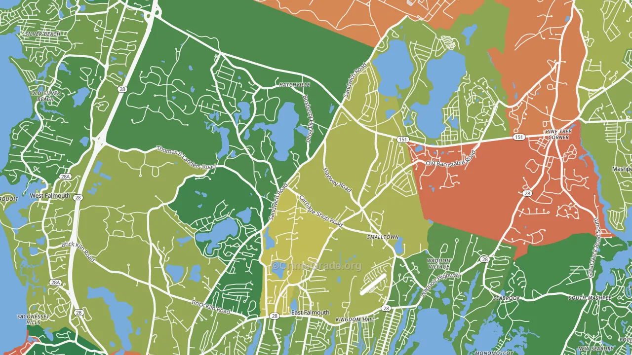 Hatchville, East Falmouth, MA Map of Assault Rates
