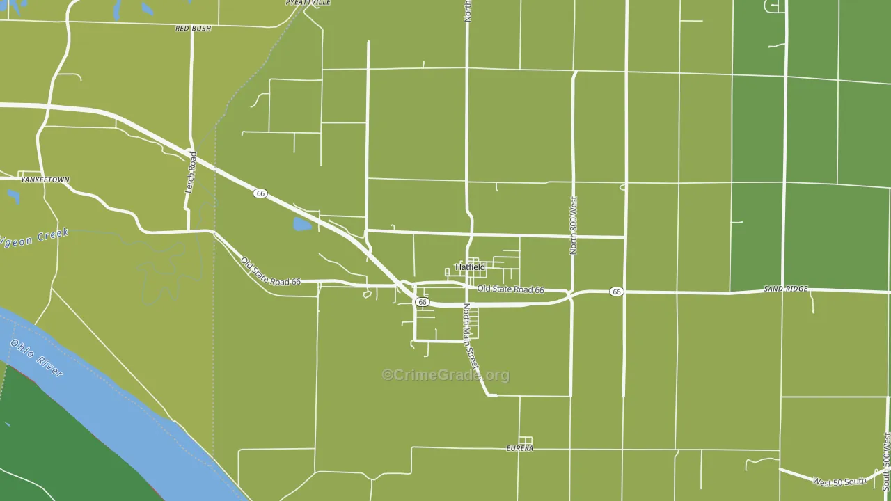 Hatfield, IN Map of Assault Rates