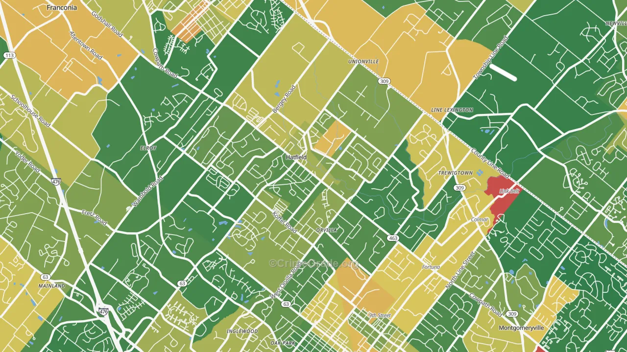 Hatfield, PA Map of Assault Rates