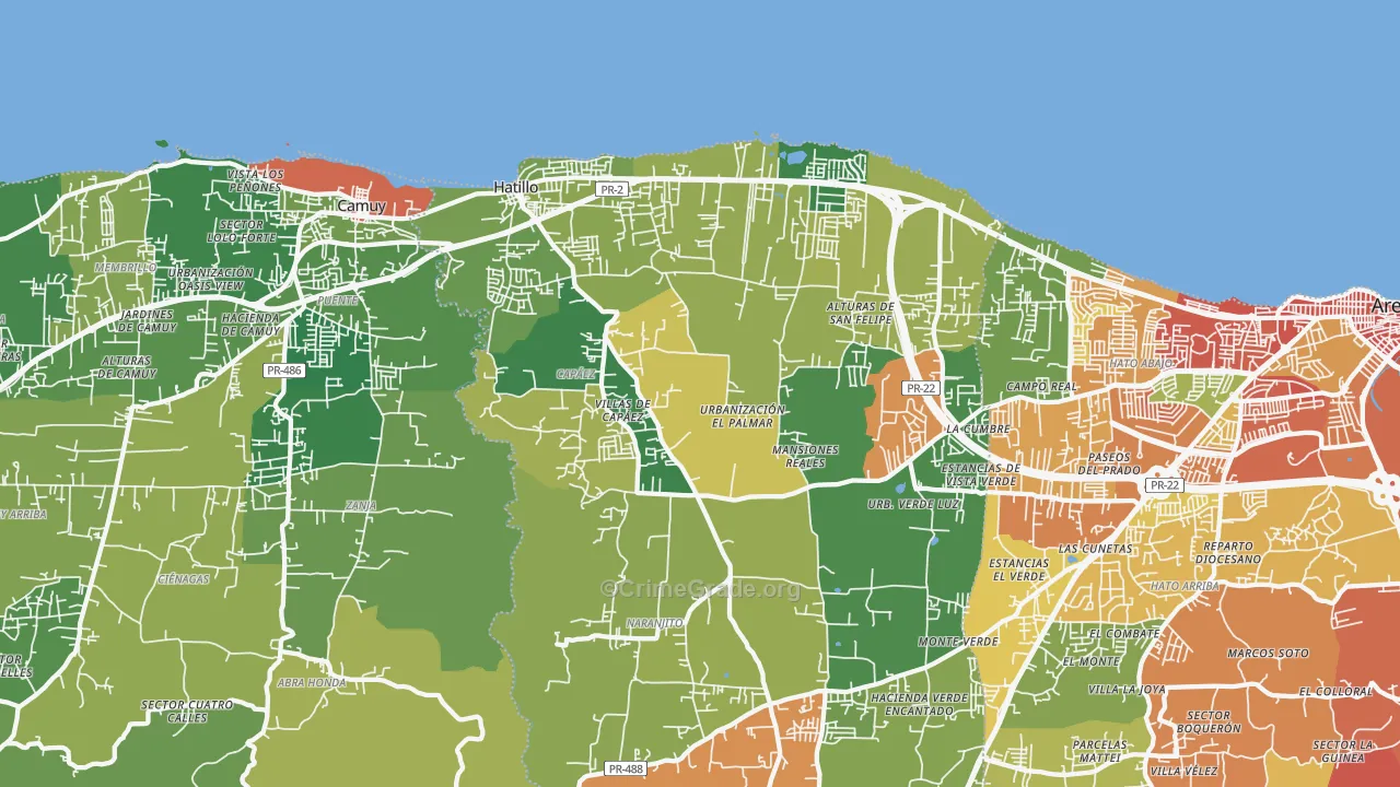 Hatillo, PR Map of Assault Rates