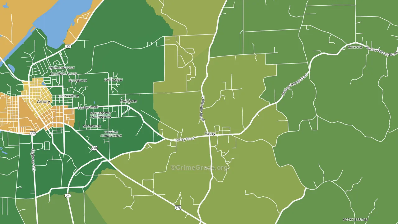 Hatley, MS Map of Assault Rates