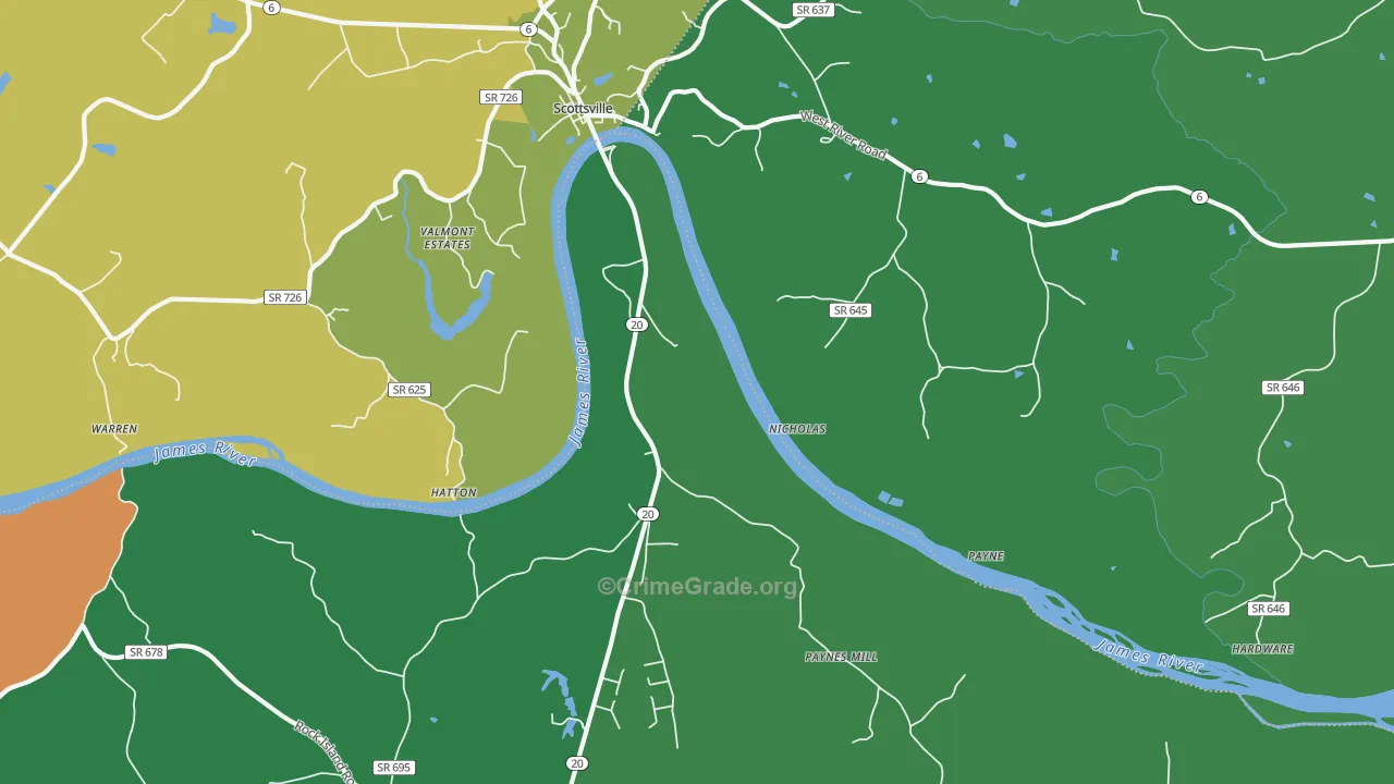 Hatton, VA Map of Assault Rates
