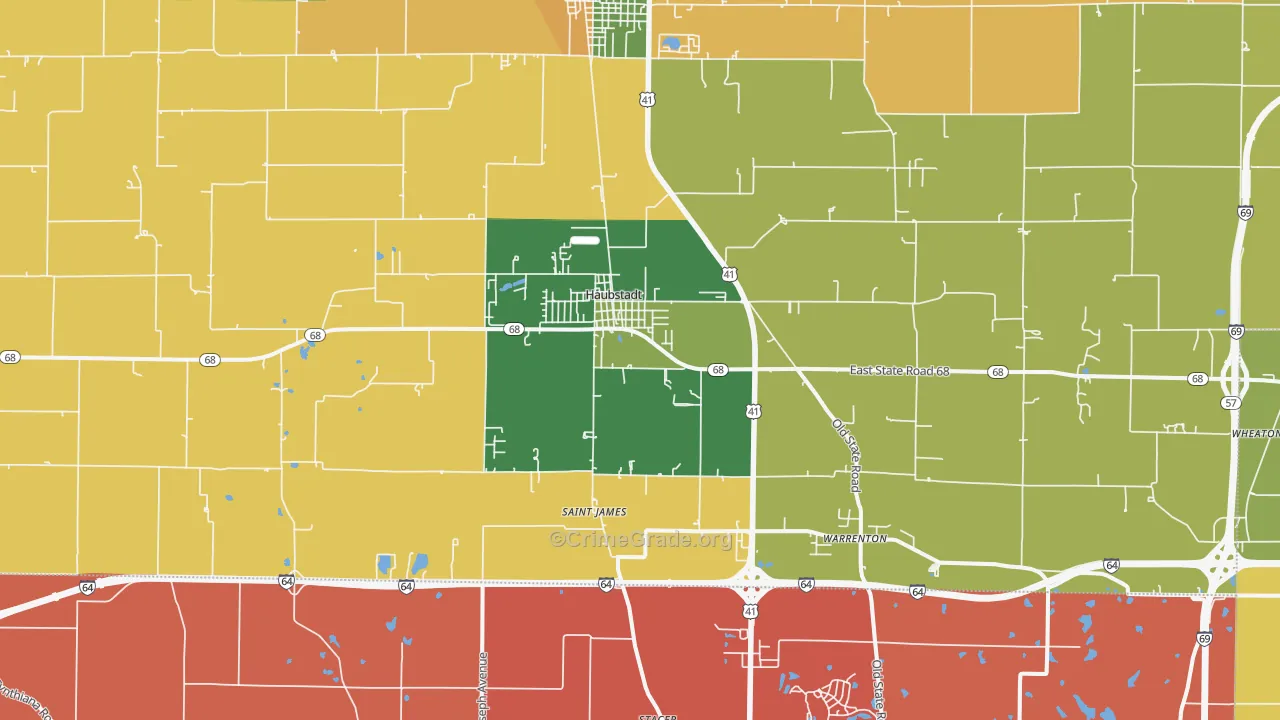 Haubstadt, IN Map of Assault Rates