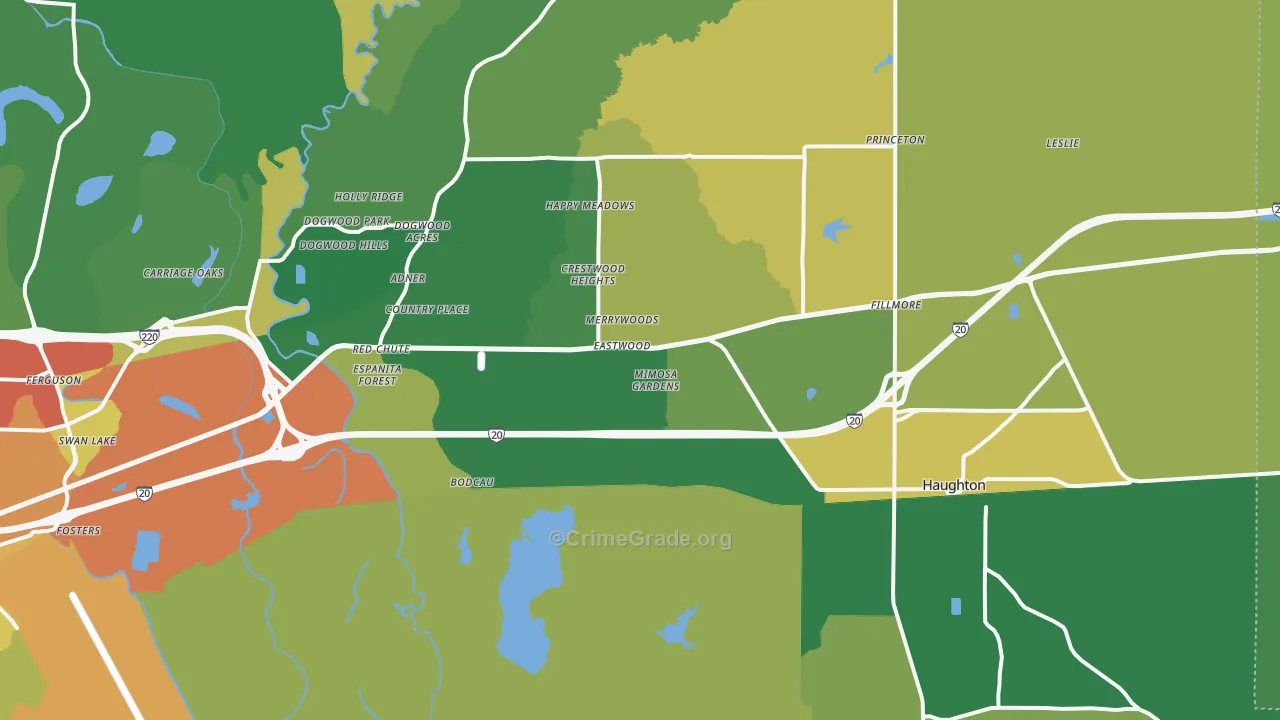 Haughton, LA Map of Assault Rates