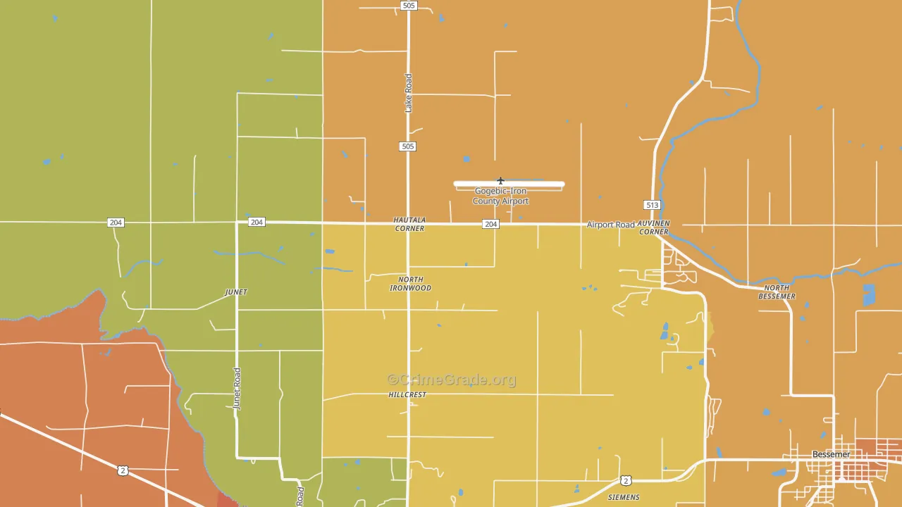 Hautala Corner, MI Map of Assault Rates
