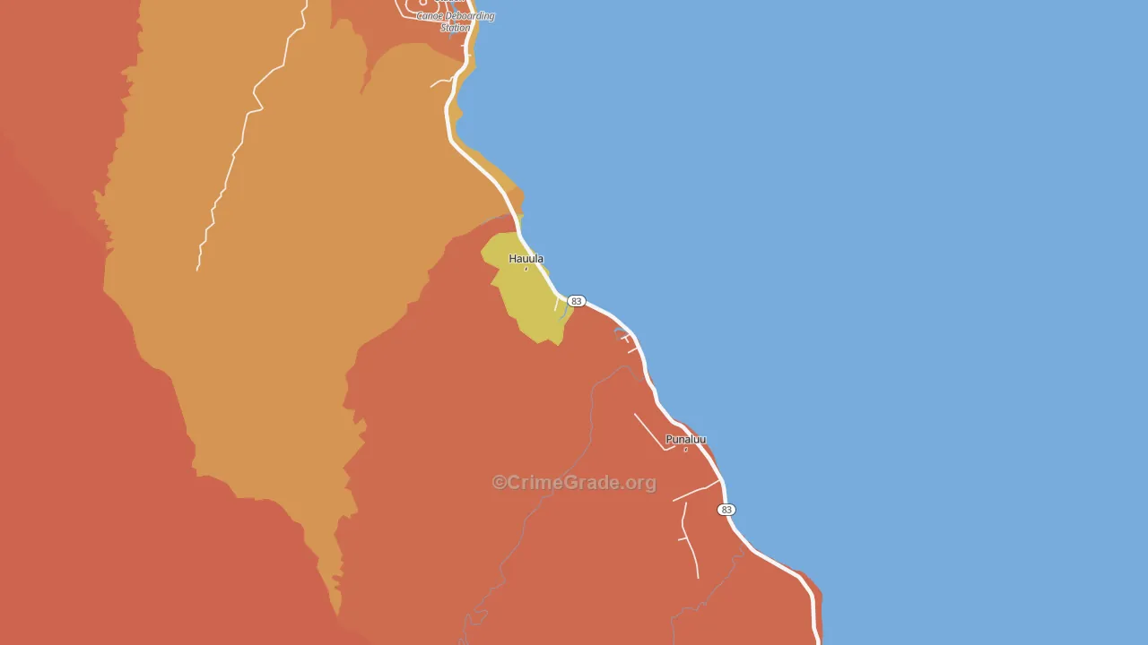 Hauula, HI Map of Assault Rates