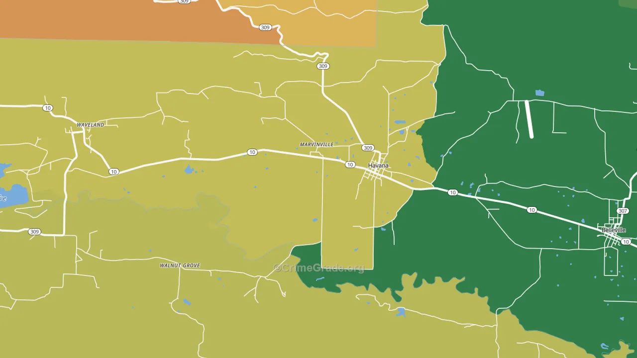Havana, AR Map of Assault Rates