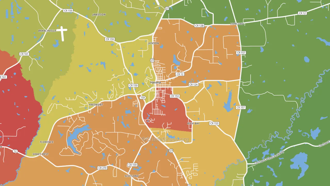 Havana, FL Map of Assault Rates