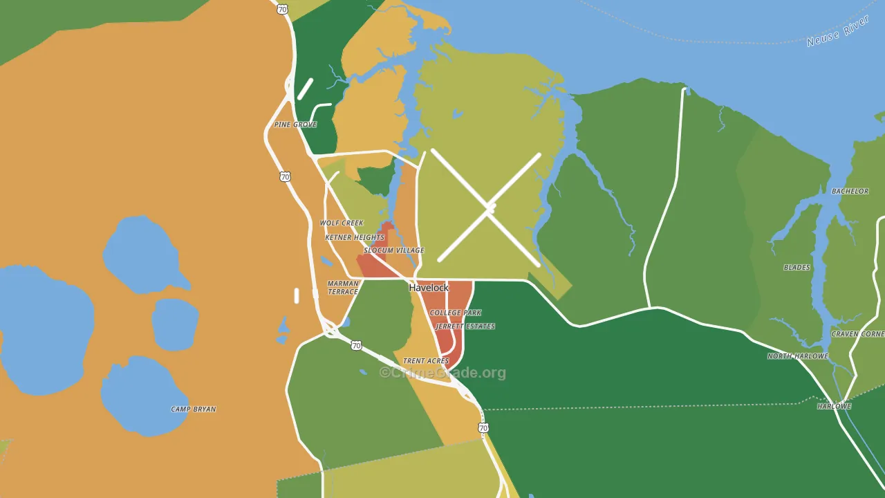 Havelock, NC Map of Assault Rates