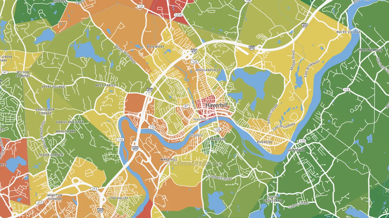 Haverhill, MA Map of Assault Rates