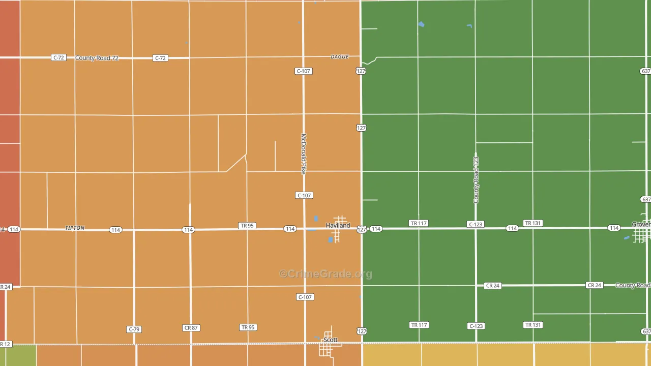 Haviland, OH Map of Assault Rates