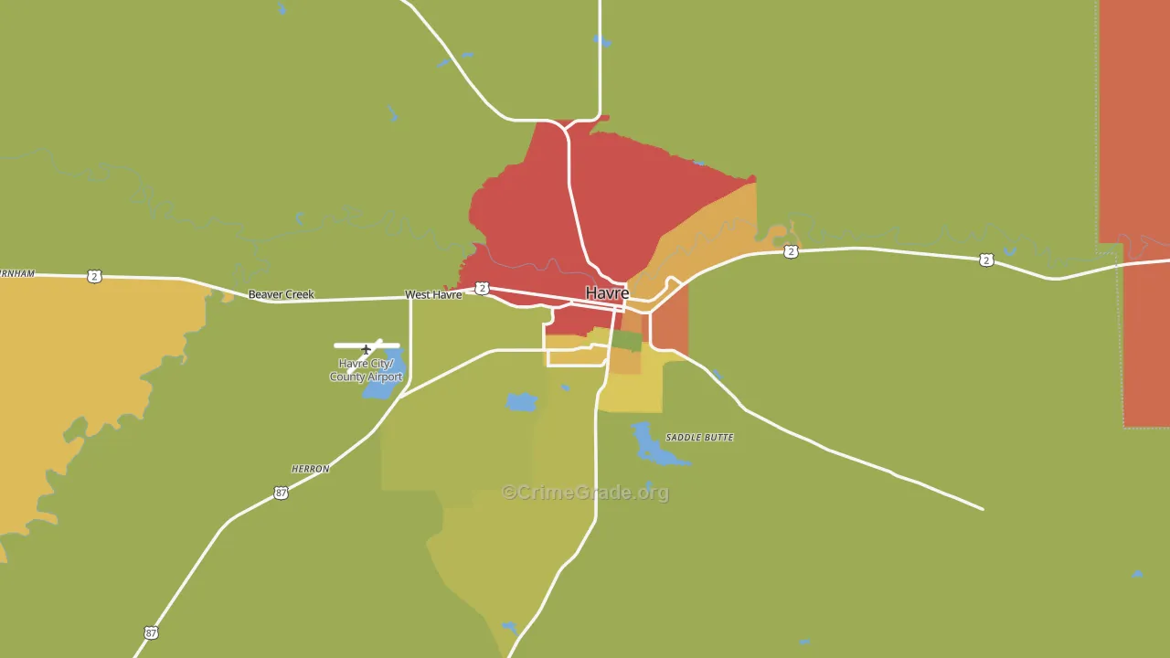 Havre, MT Map of Assault Rates