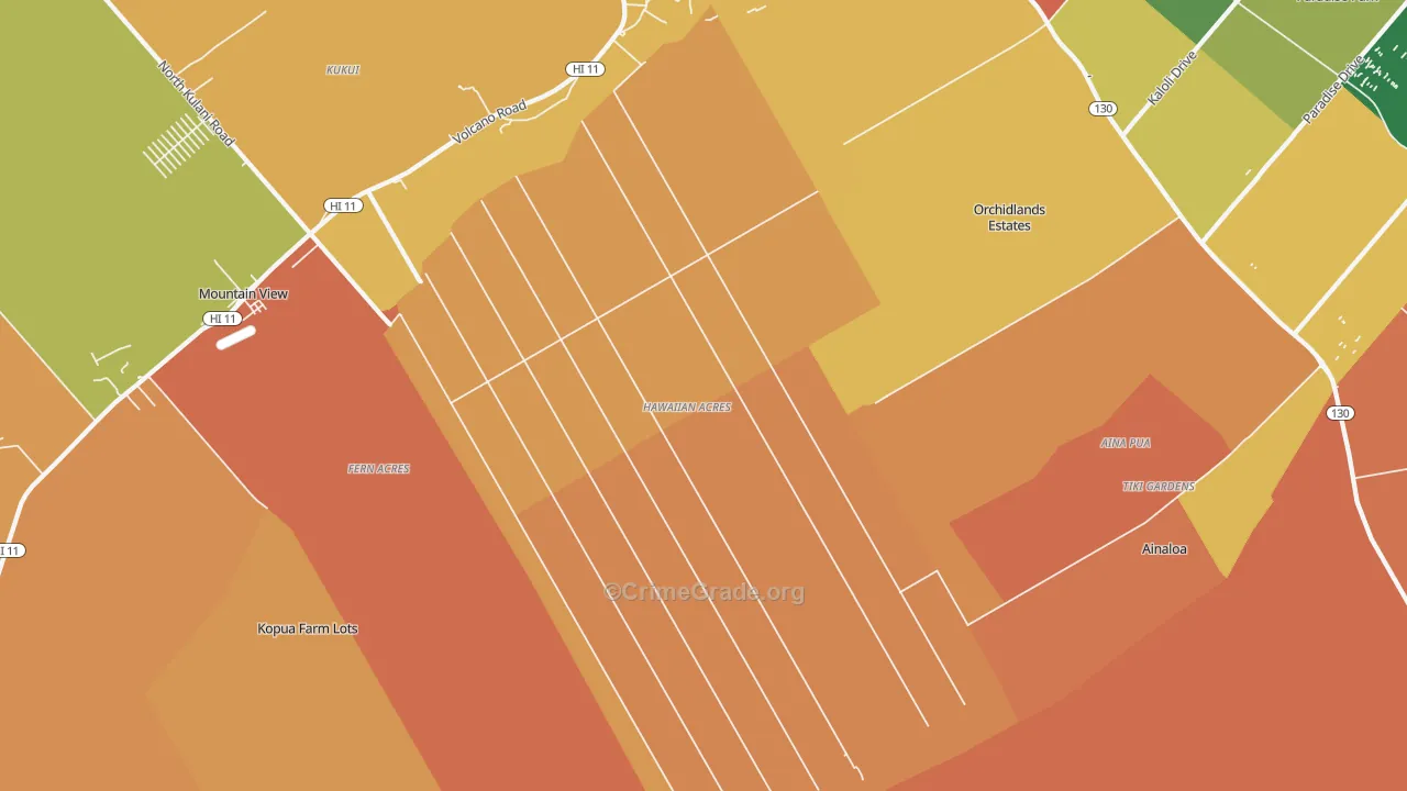 Hawaiian Acres, Keaau, HI Map of Assault Rates