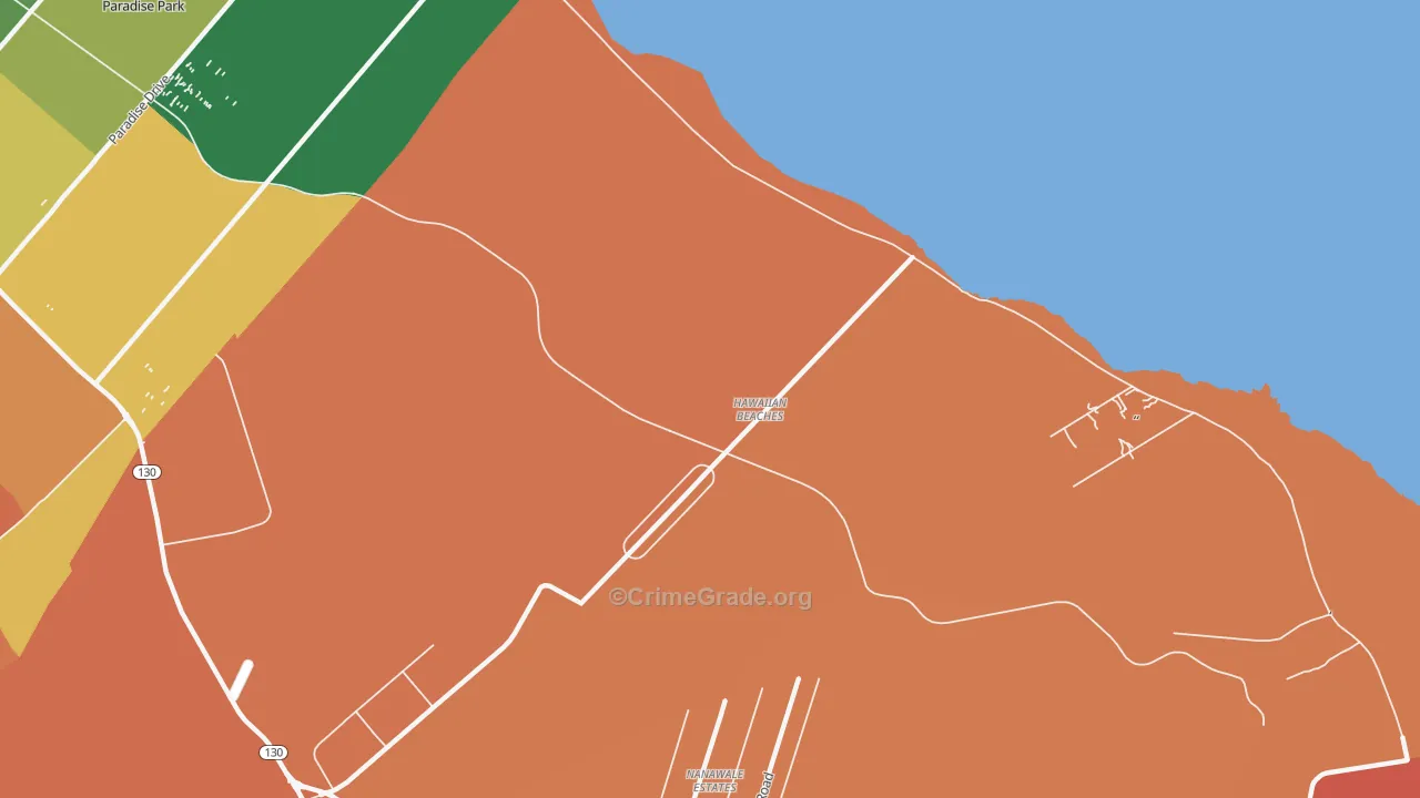Hawaiian Beaches, HI Map of Assault Rates