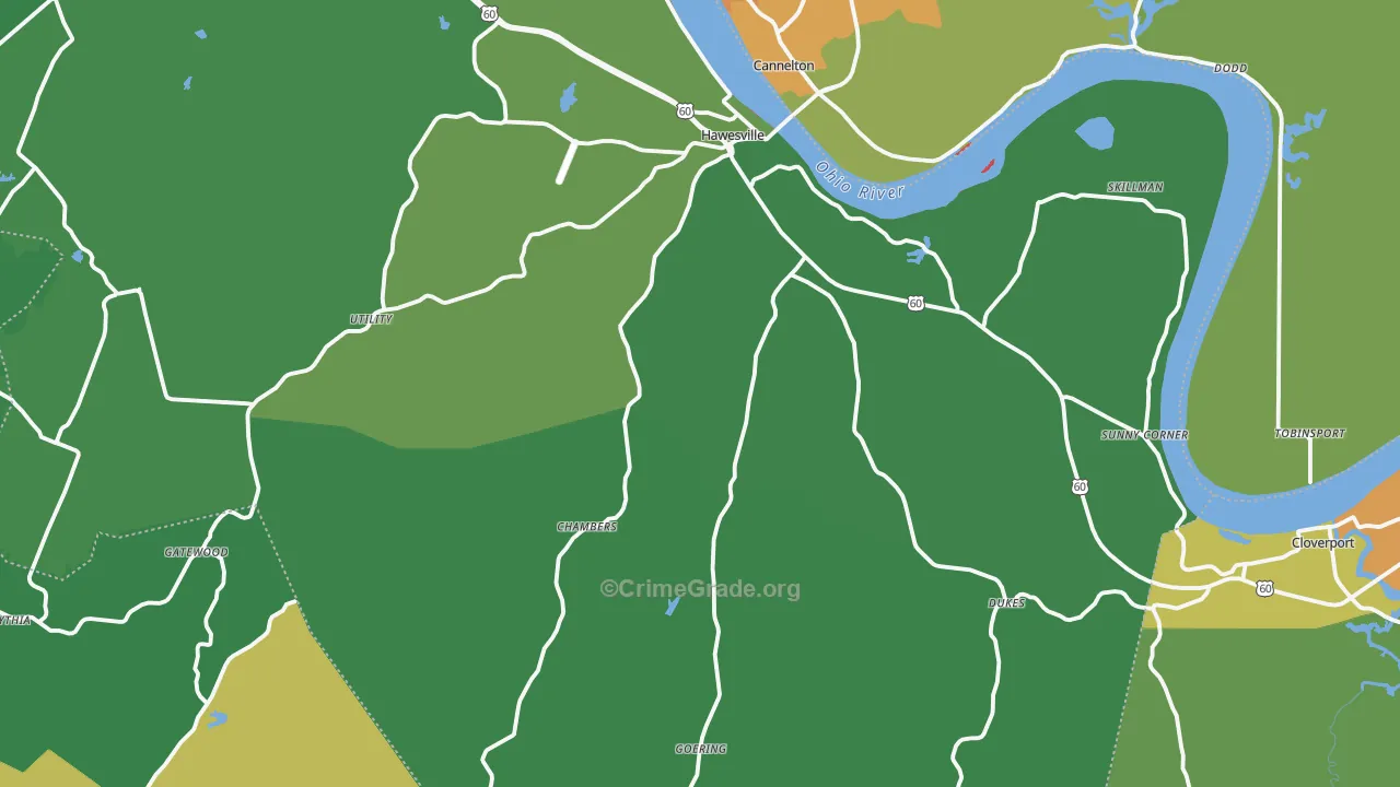 Hawesville, KY Map of Assault Rates