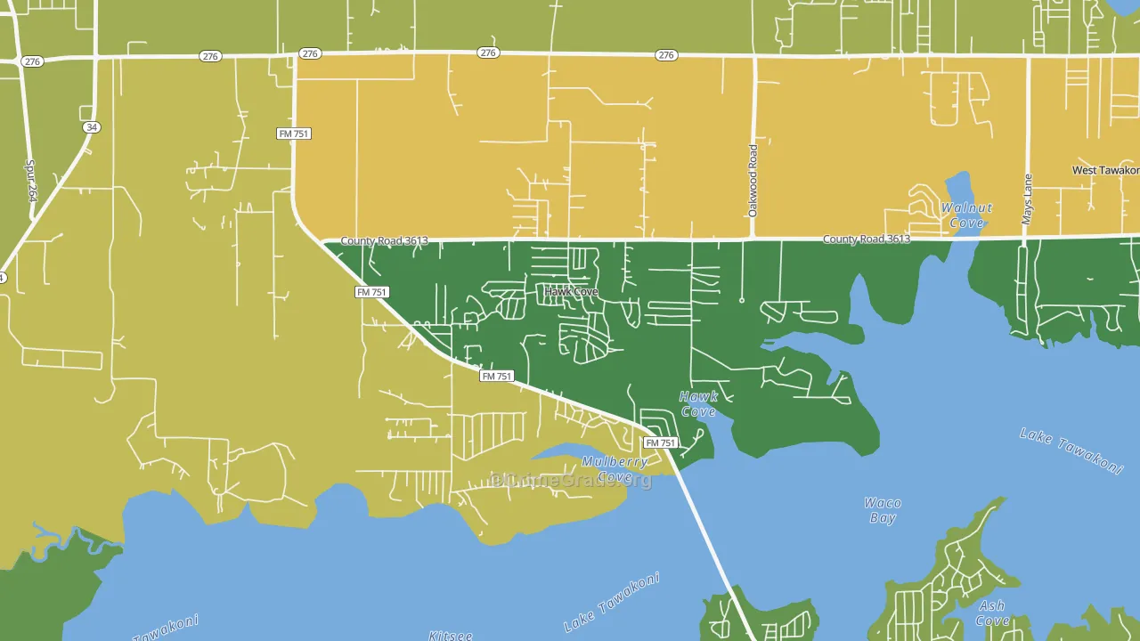 Hawk Cove, TX Map of Assault Rates