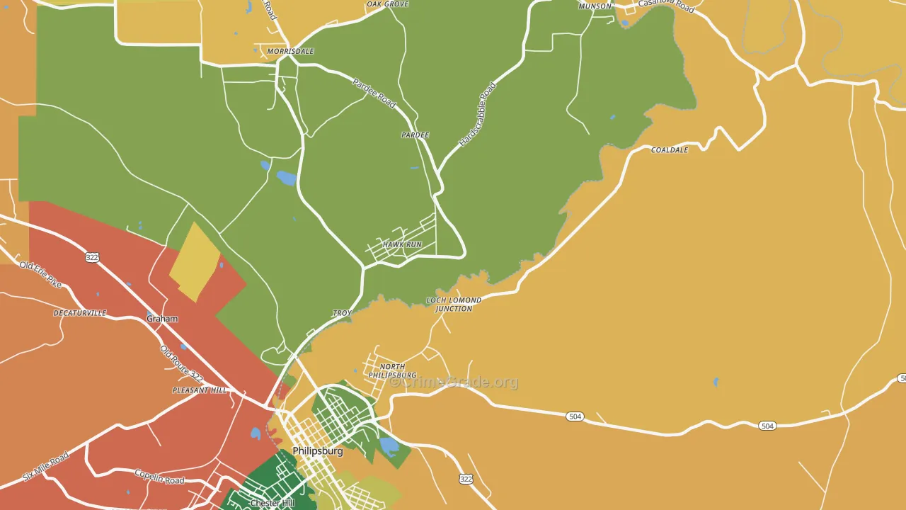 Hawk Run, PA Map of Assault Rates