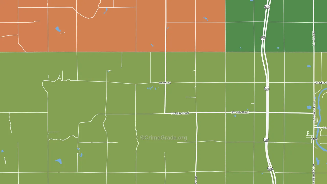 Hawkins, MI Map of Assault Rates