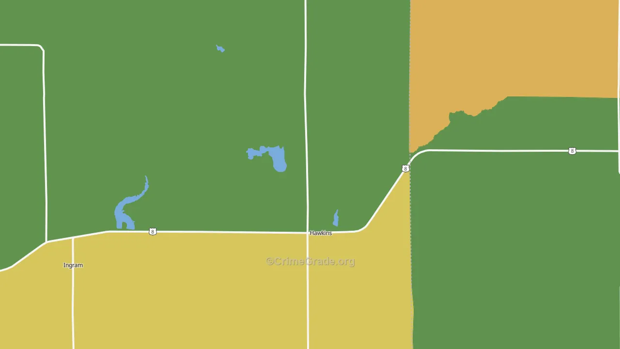 Hawkins, WI Map of Assault Rates