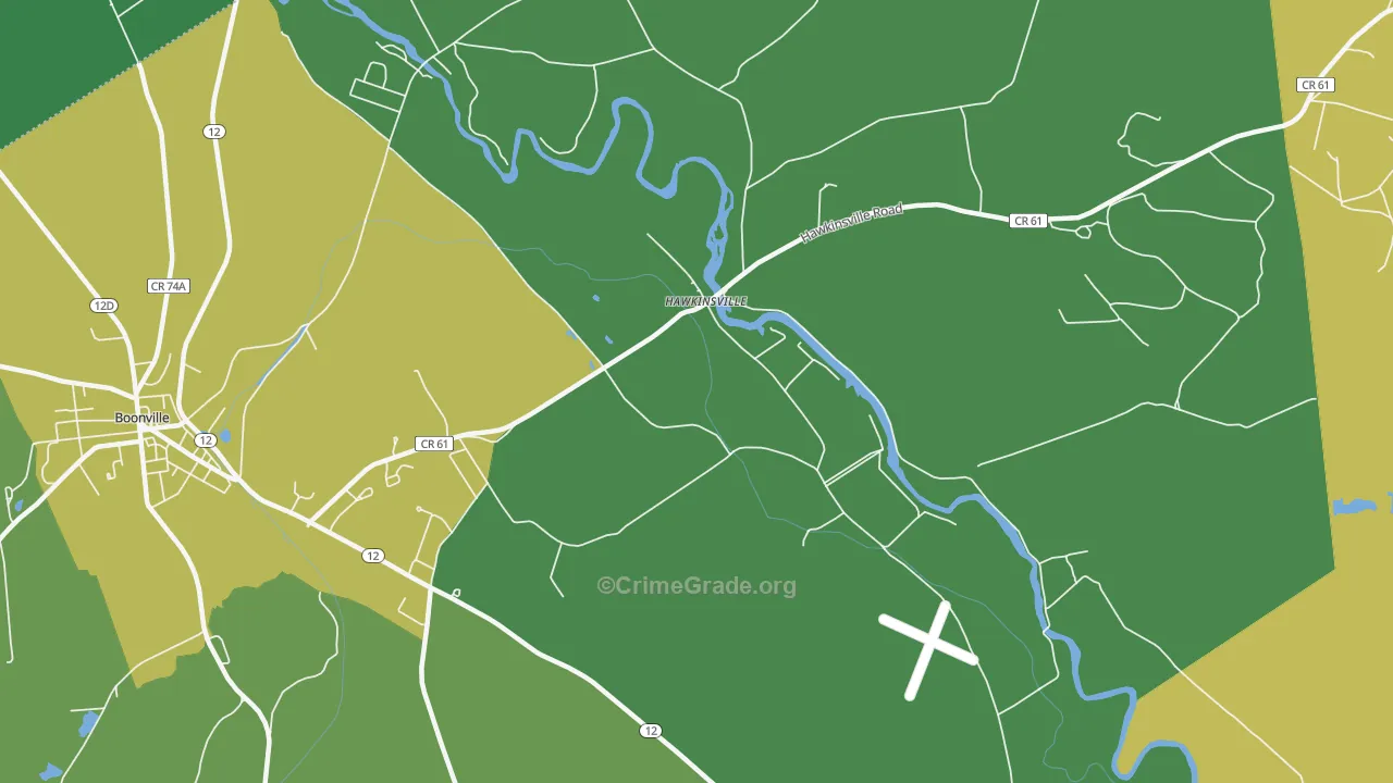 Hawkinsville, NY Map of Assault Rates