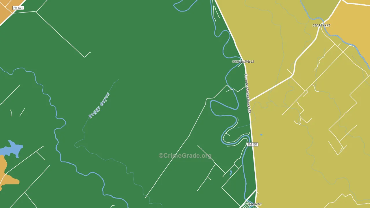 Hawkinsville, TX Map of Assault Rates