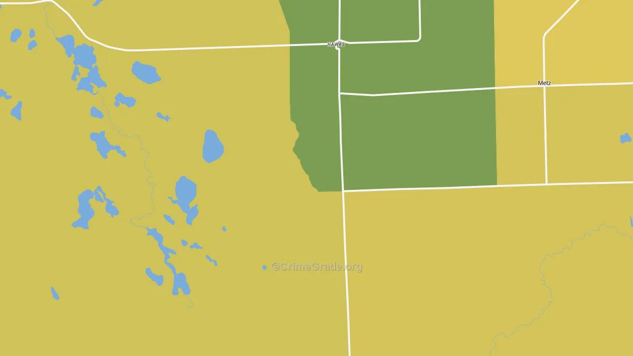 Hawks, MI Map of Assault Rates